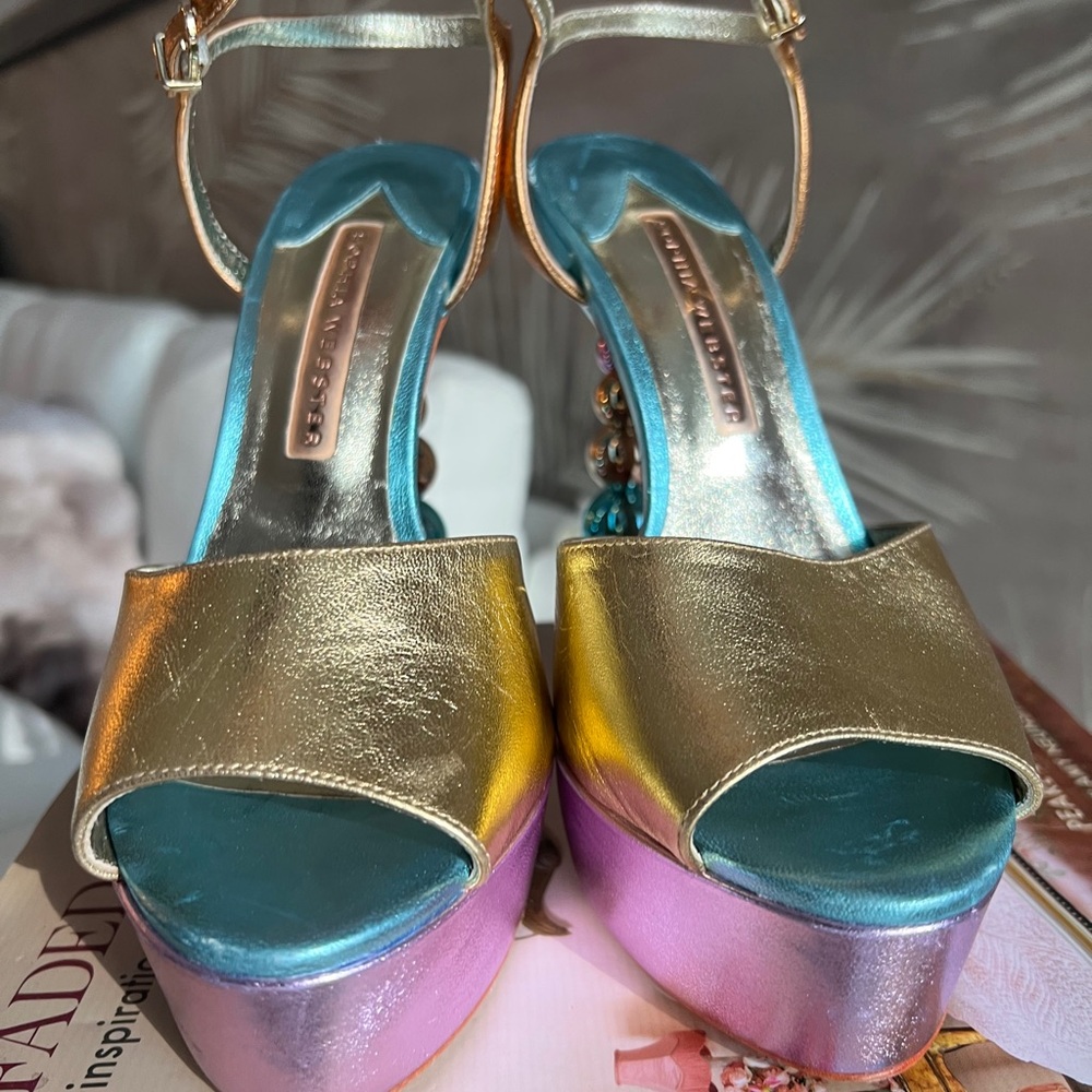 Sophia Webster Gold and Pink Platform Heels